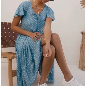 NWT Blue Babydoll Midi Dress